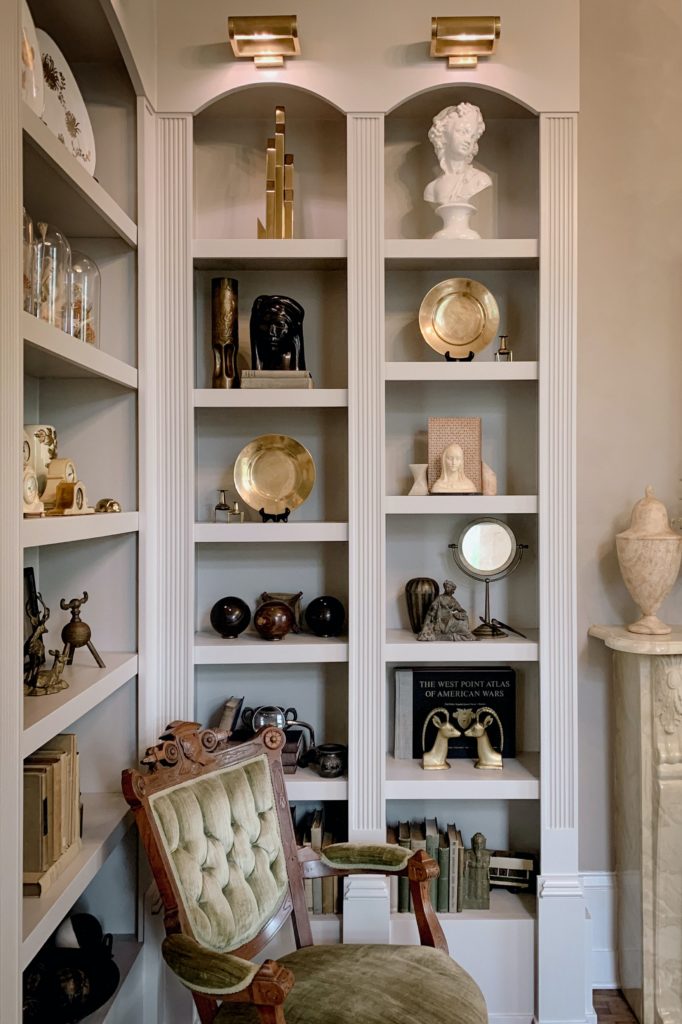 shelf with various accessories and decor